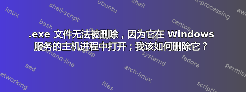 .exe 文件无法被删除，因为它在 Windows 服务的主机进程中打开；我该如何删除它？