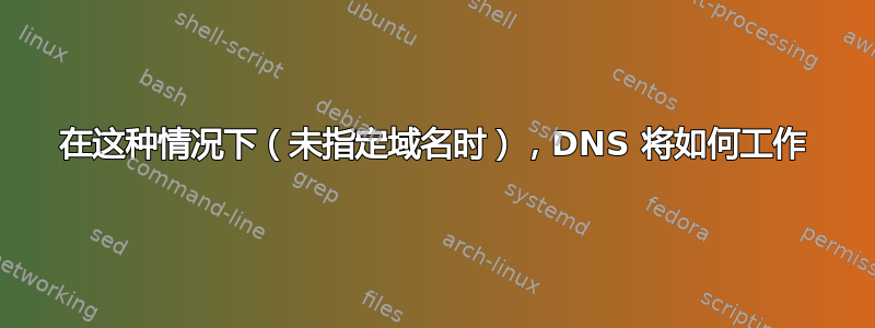 在这种情况下（未指定域名时），DNS 将如何工作