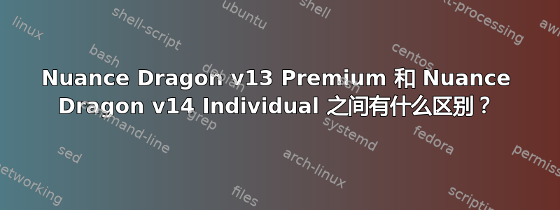 Nuance Dragon v13 Premium 和 Nuance Dragon v14 Individual 之间有什么区别？