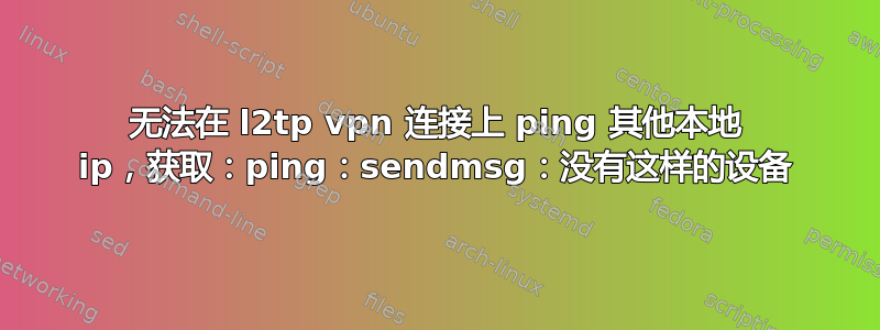 无法在 l2tp vpn 连接上 ping 其他本地 ip，获取：ping：sendmsg：没有这样的设备