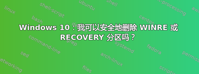 Windows 10：我可以安全地删除 WINRE 或 RECOVERY 分区吗？