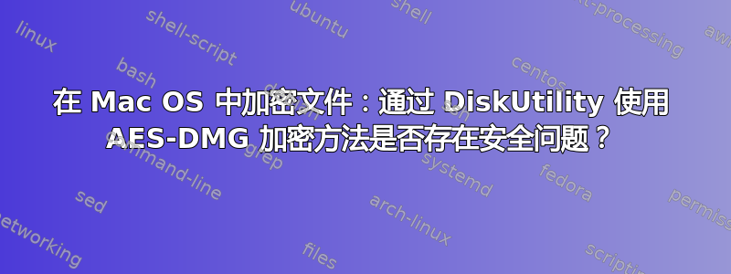 在 Mac OS 中加密文件：通过 DiskUtility 使用 AES-DMG 加密方法是否存在安全问题？