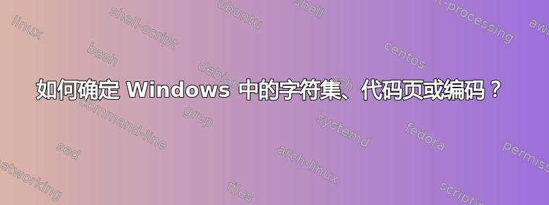 如何确定 Windows 中的字符集、代码页或编码？