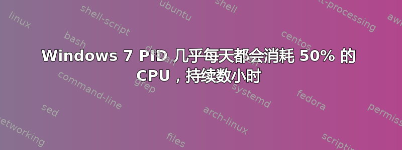 Windows 7 PID 几乎每天都会消耗 50% 的 CPU，持续数小时