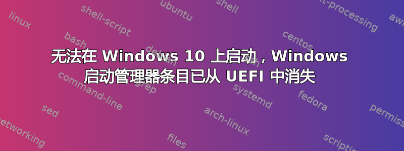 无法在 Windows 10 上启动，Windows 启动管理器条目已从 UEFI 中消失