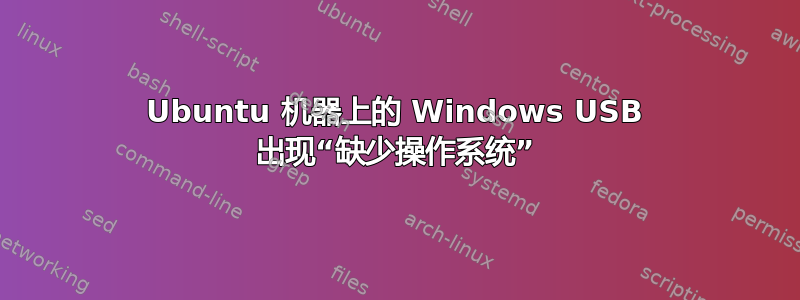 Ubuntu 机器上的 Windows USB 出现“缺少操作系统”