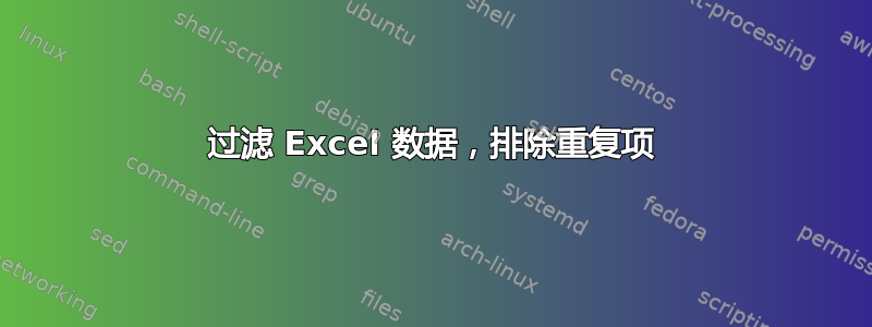 过滤 Excel 数据，排除重复项