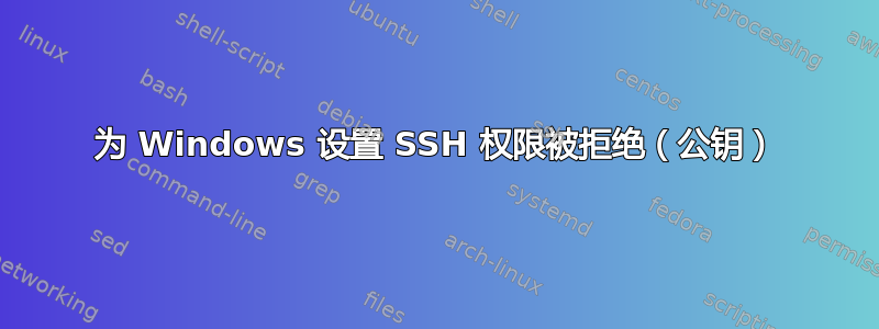 为 Windows 设置 SSH 权限被拒绝（公钥）