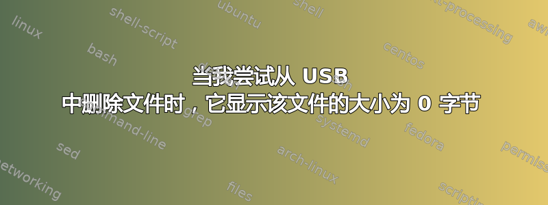 当我尝试从 USB 中删除文件时，它显示该文件的大小为 0 字节