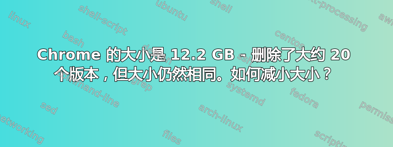 Chrome 的大小是 12.2 GB - 删除了大约 20 个版本，但大小仍然相同。如何减小大小？