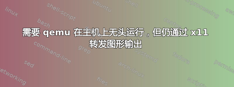 需要 qemu 在主机上无头运行，但仍通过 x11 转发图形输出