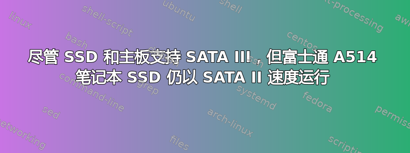 尽管 SSD 和主板支持 SATA III，但富士通 A514 笔记本 SSD 仍以 SATA II 速度运行