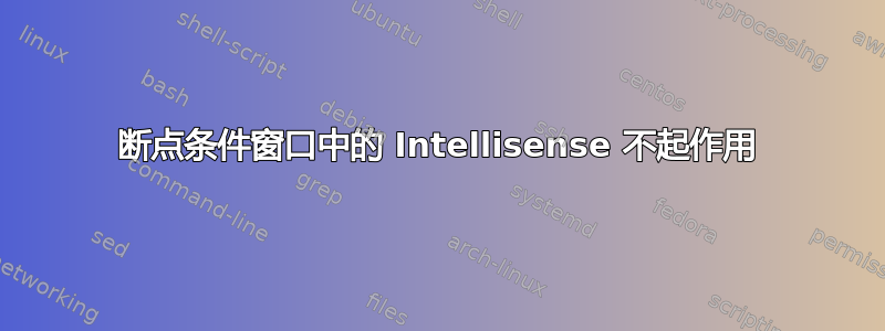 断点条件窗口中的 Intellisense 不起作用