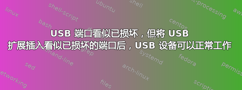 USB 端口看似已损坏，但将 USB 扩展插入看似已损坏的端口后，USB 设备可以正常工作