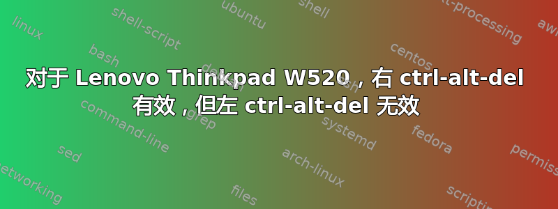 对于 Lenovo Thinkpad W520，右 ctrl-alt-del 有效，但左 ctrl-alt-del 无效