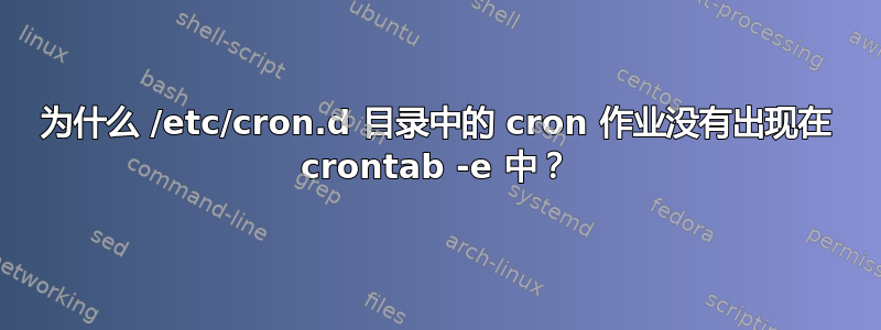 为什么 /etc/cron.d 目录中的 cron 作业没有出现在 crontab -e 中？