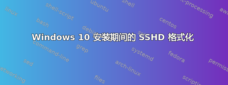 Windows 10 安装期间的 SSHD 格式化