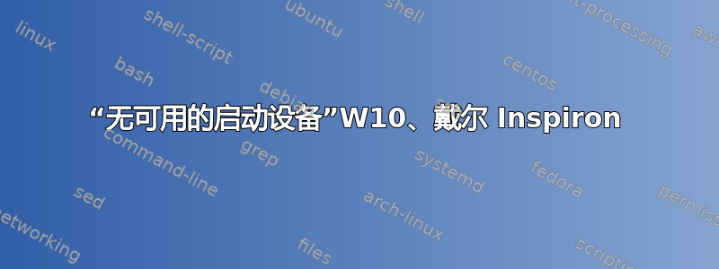 “无可用的启动设备”W10、戴尔 Inspiron