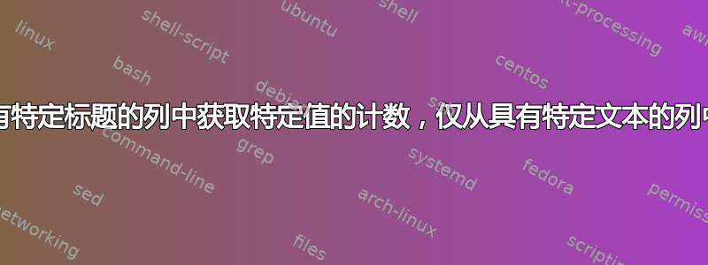 EXCEL：我能否从具有特定标题的列中获取特定值的计数，仅从具有特定文本的列中获取特定值的计数？