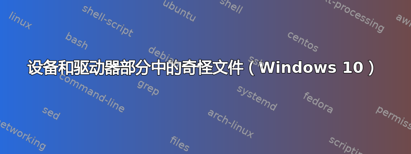 设备和驱动器部分中的奇怪文件（Windows 10）