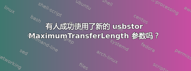 有人成功使用了新的 usbstor MaximumTransferLength 参数吗？