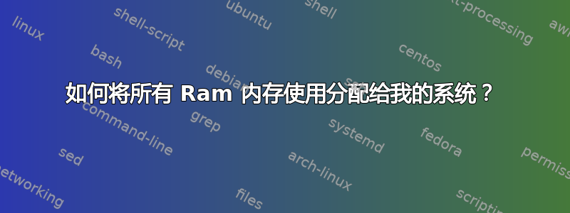 如何将所有 Ram 内存使用分配给我的系统？