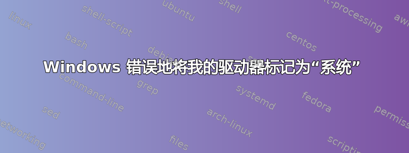 Windows 错误地将我的驱动器标记为“系统”