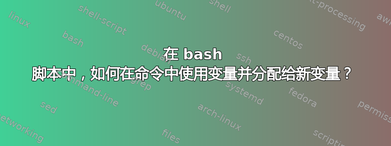 在 bash 脚本中，如何在命令中使用变量并分配给新变量？