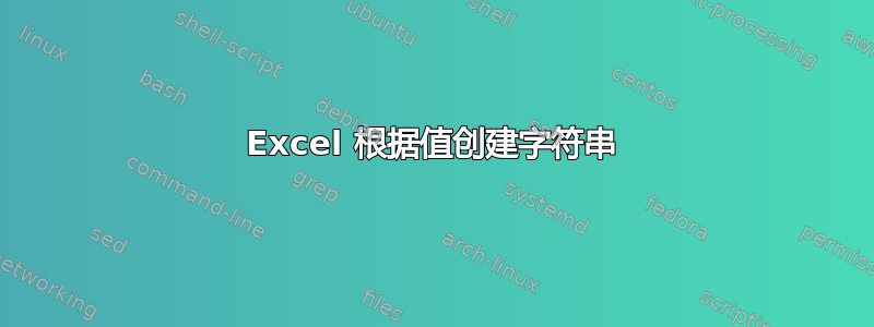 Excel 根据值创建字符串