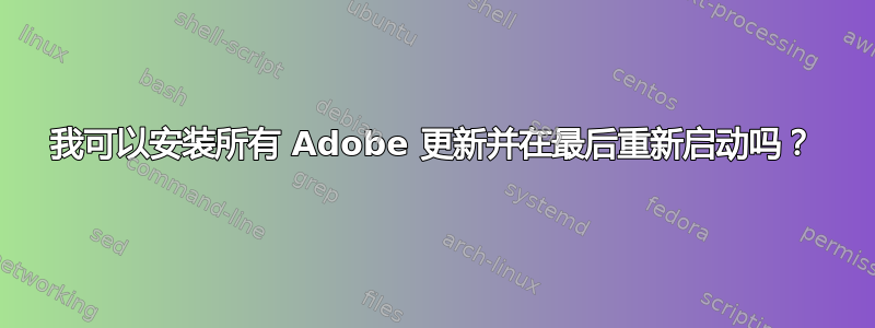 我可以安装所有 Adob​​e 更新并在最后重新启动吗？