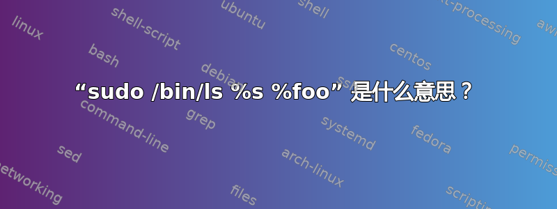 “sudo /bin/ls %s %foo” 是什么意思？