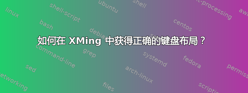 如何在 XMing 中获得正确的键盘布局？