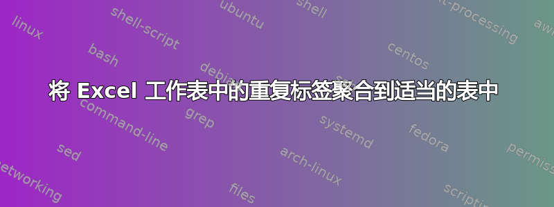 将 Excel 工作表中的重复标签聚合到适当的表中