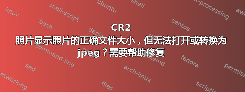 CR2 照片显示照片的正确文件大小，但无法打开或转换为 jpeg？需要帮助修复