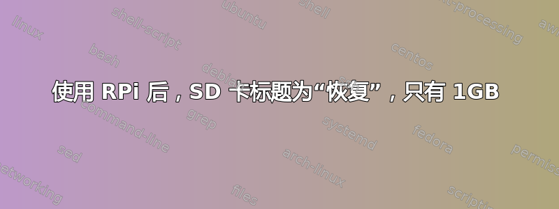 使用 RPi 后，SD 卡标题为“恢复”，只有 1GB