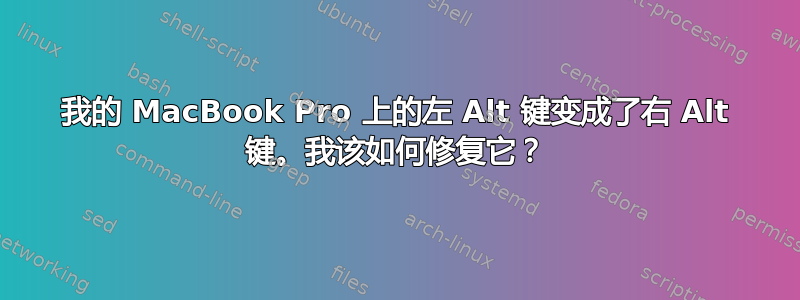 我的 MacBook Pro 上的左 Alt 键变成了右 Alt 键。我该如何修复它？