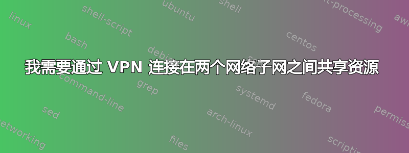 我需要通过 VPN 连接在两个网络子网之间共享资源