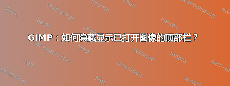 GIMP：如何隐藏显示已打开图像的顶部栏？