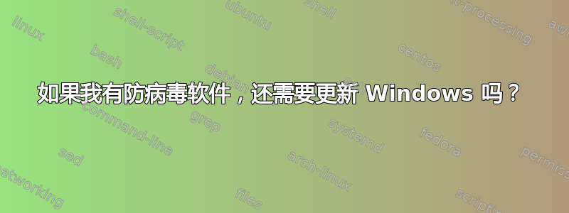 如果我有防病毒软件，还需要更新 Windows 吗？