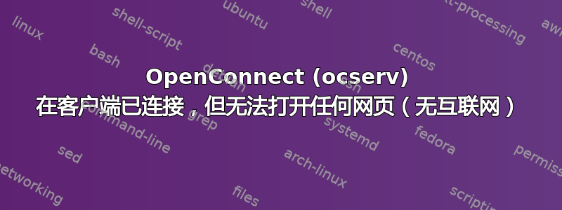 OpenConnect (ocserv) 在客户端已连接，但无法打开任何网页（无互联网）