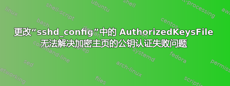 更改“sshd_config”中的 AuthorizedKeysFile 无法解决加密主页的公钥认证失败问题