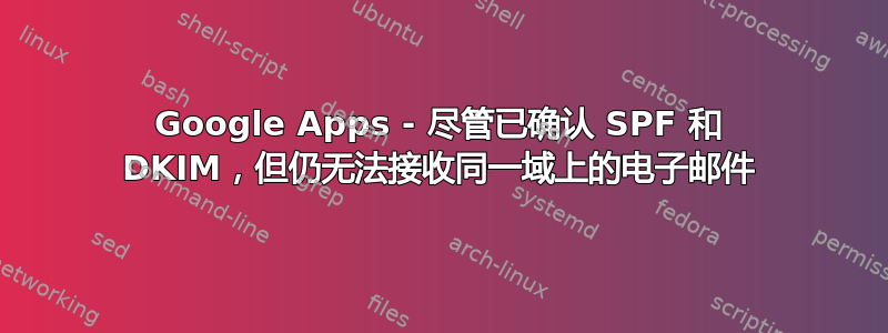 Google Apps - 尽管已确认 SPF 和 DKIM，但仍无法接收同一域上的电子邮件