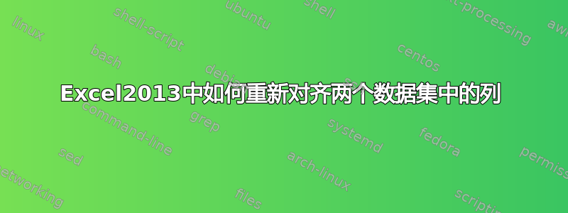 Excel2013中如何重新对齐两个数据集中的列