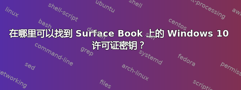 在哪里可以找到 Surface Book 上的 Windows 10 许可证密钥？