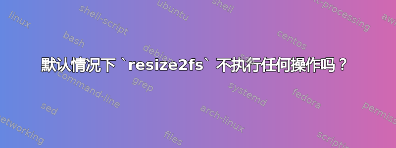 默认情况下 `resize2fs` 不执行任何操作吗？