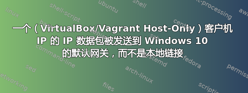 一个（VirtualBox/Vagrant Host-Only）客户机 IP 的 IP 数据包被发送到 Windows 10 的默认网关，而不是本地链接