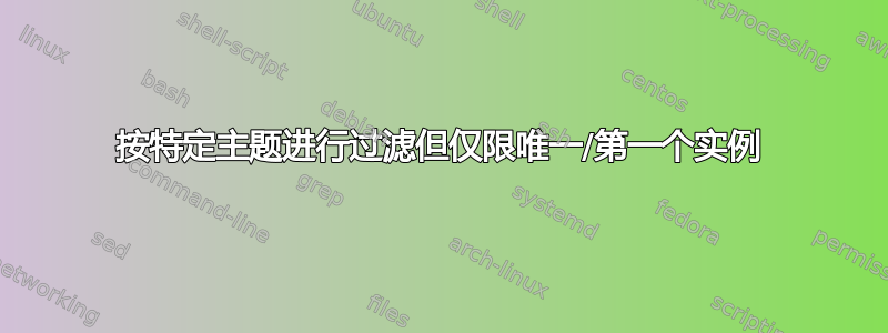 按特定主题进行过滤但仅限唯一/第一个实例