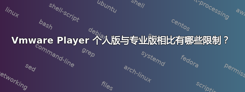 Vmware Player 个人版与专业版相比有哪些限制？