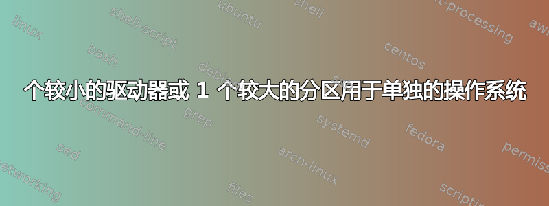 2 个较小的驱动器或 1 个较大的分区用于单独的操作系统