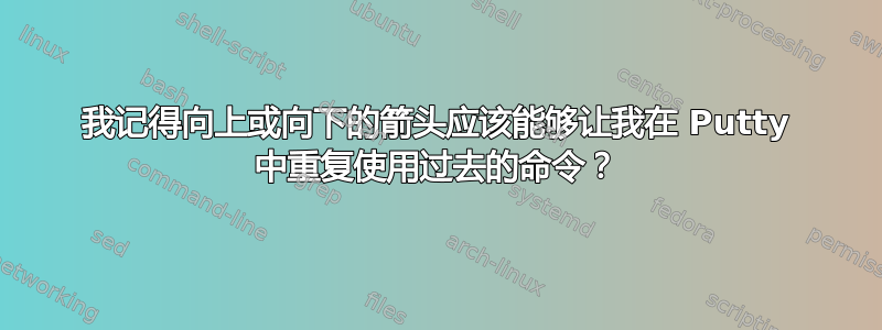 我记得向上或向下的箭头应该能够让我在 Putty 中重复使用过去的命令？